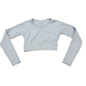 Varley Light Gray Grey Cropped Long Sleeve Workout Top Size M